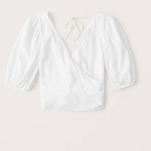 Abercrombie & Fitch Puff Sleeve Wrap-Front Blouse